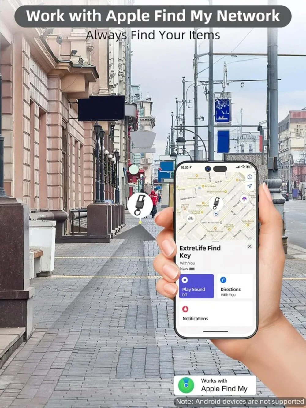 Smart Keychain with GPS Tracker, Bottle Opener & Carabiner - Find My Compatible